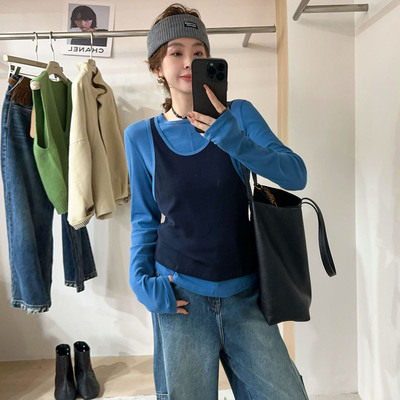吊带背心针织衫两件套上衣女欧货