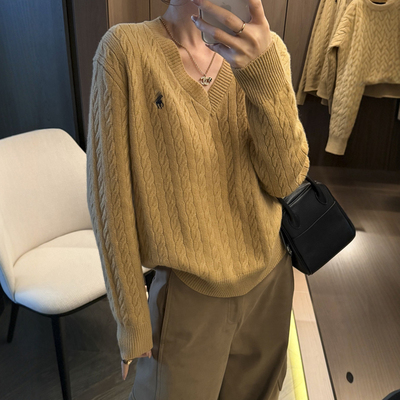 100%绵羊毛麻花针织衫女欧货上衣