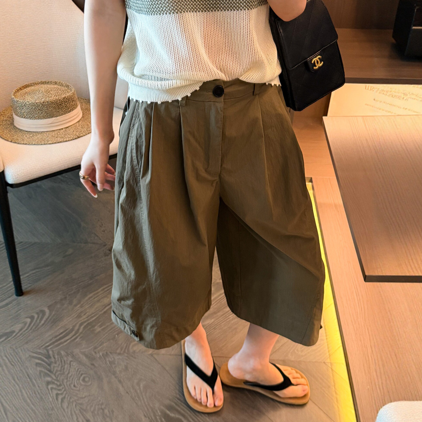 复古工装七分阔腿裤女欧洲站中裤