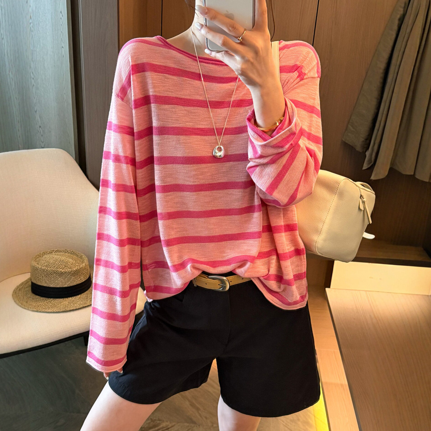 撞色条纹冰丝针织衫女欧洲站2026夏季新款欧货女装时尚洋气上衣潮