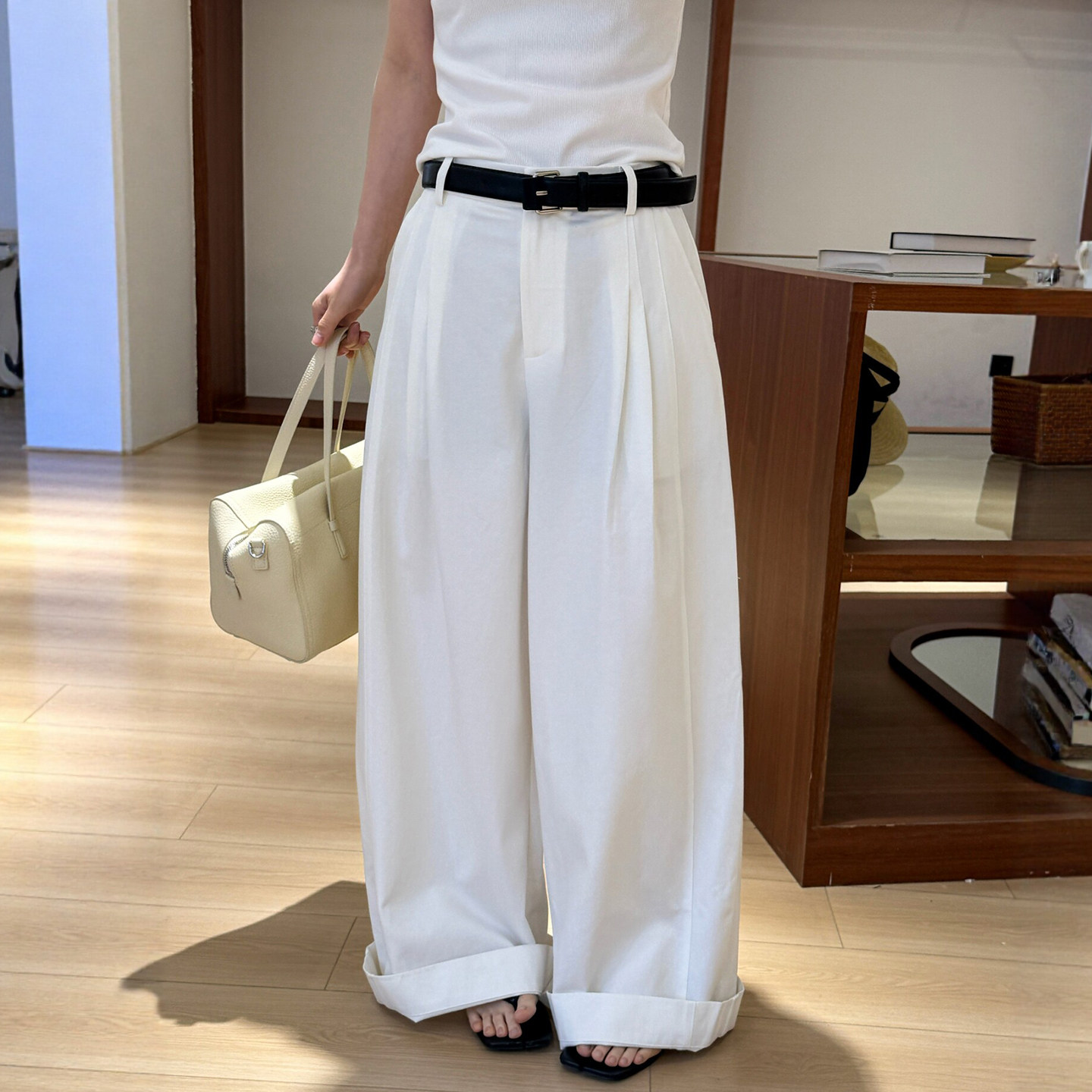 复古卷边拖地西装阔腿裤女欧洲站2026春装新款欧货女装休闲裤子潮