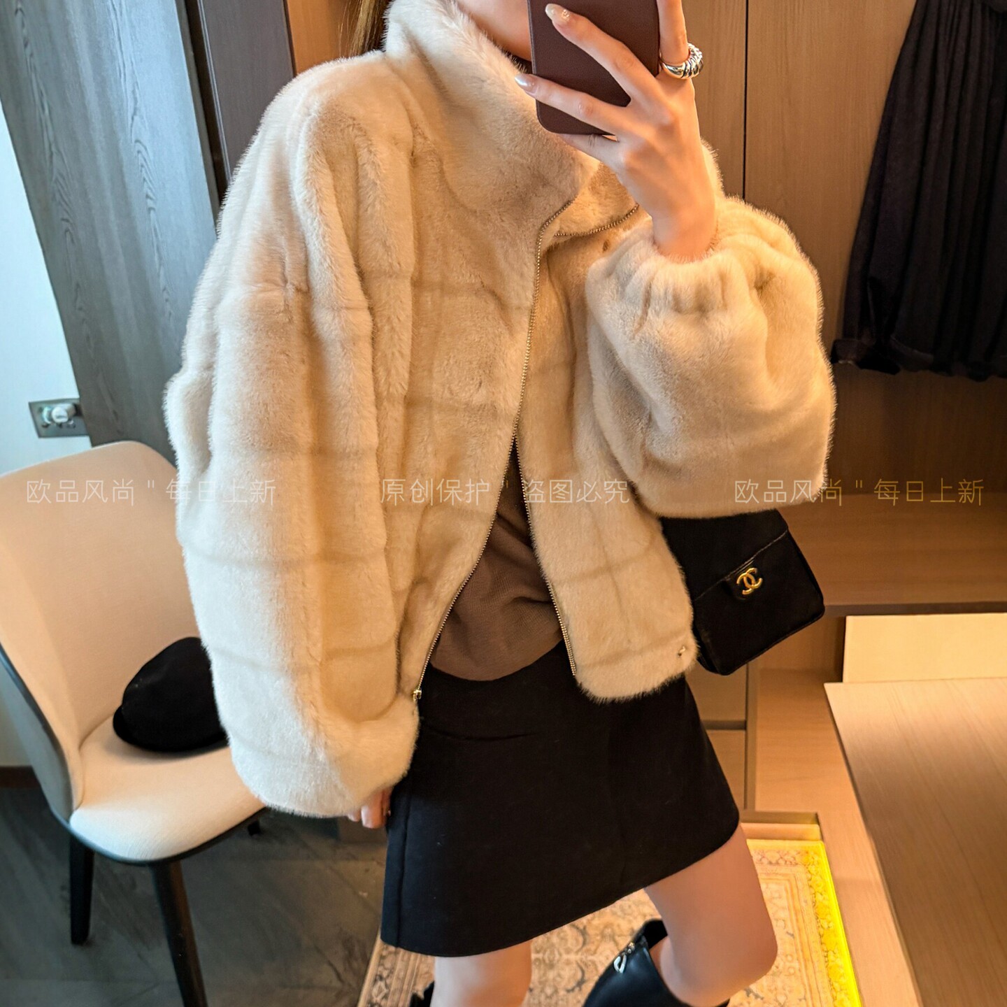 金貂绒皮毛一体皮草外套女欧洲站