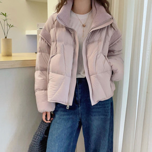 加厚上衣潮 欧货女装 90白鹅绒拼接羽绒服外套女欧洲站2025冬装 新款