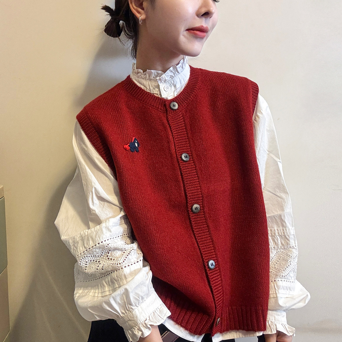 小马贴标羊毛针织衫马甲背心上衣女欧洲站2026春装新款欧货女装潮