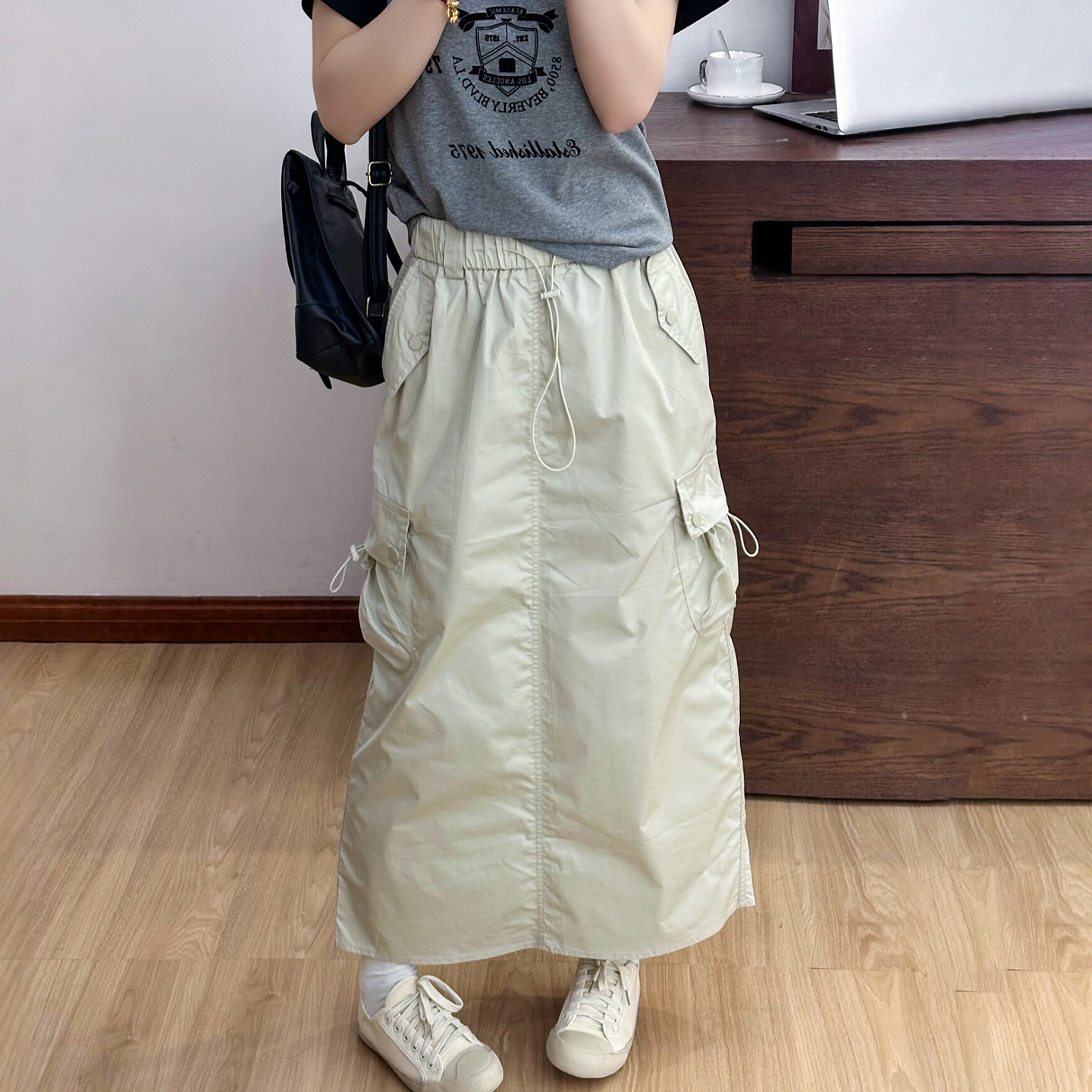 双口袋工装A字半身裙女欧洲站2026夏装新款欧货女装休闲包臀裙潮