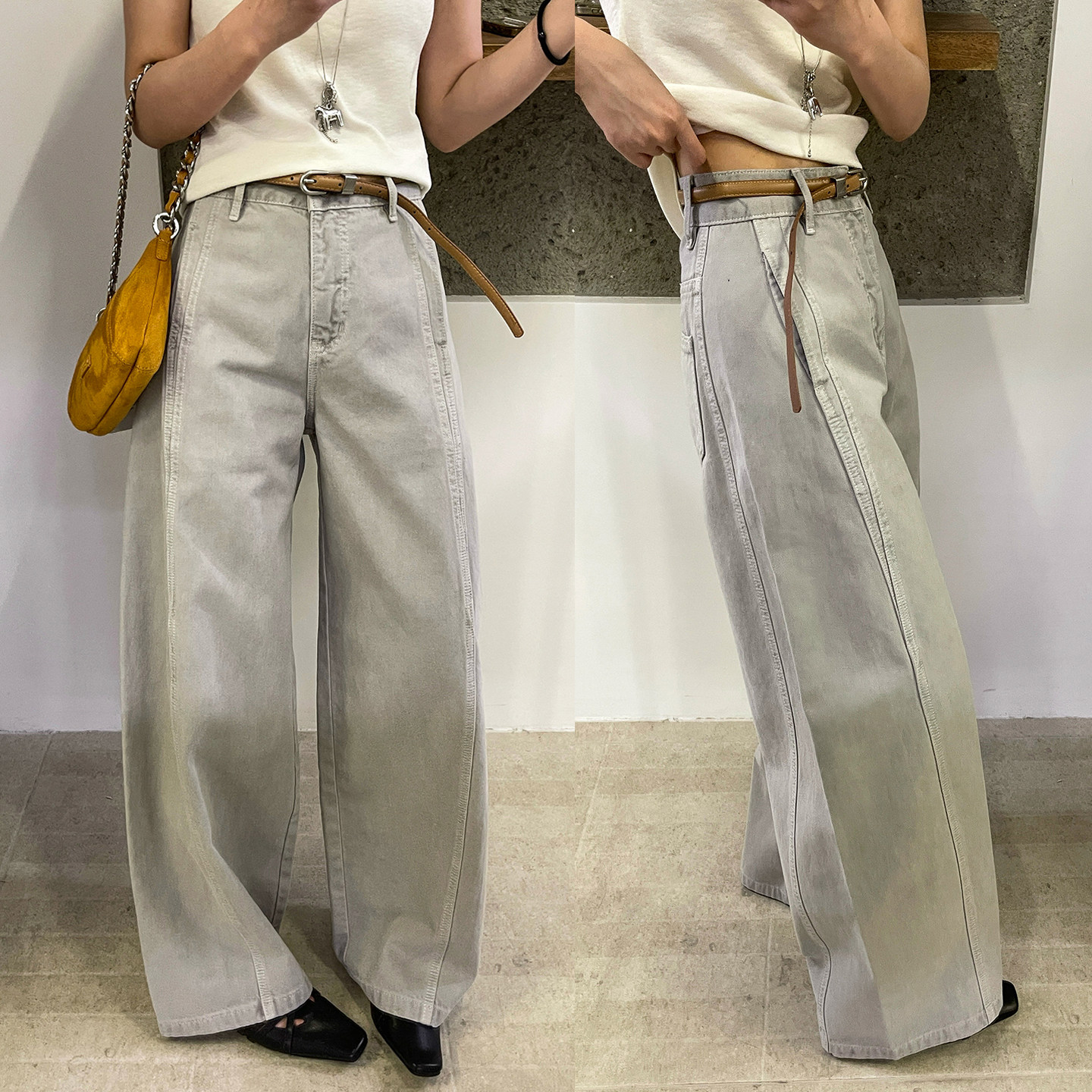 配腰带拖地阔腿牛仔裤女欧洲站2026春装新款欧货女装时尚直筒裤潮