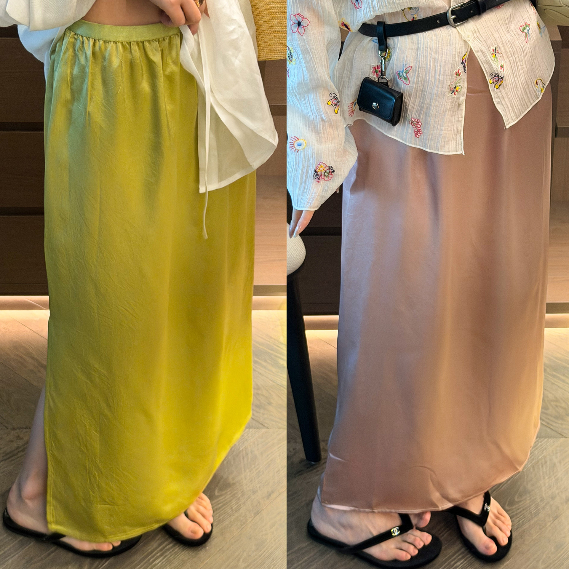 100%醋酸侧边开叉A字半身裙女欧洲站2026春装新款欧货女装裙子潮