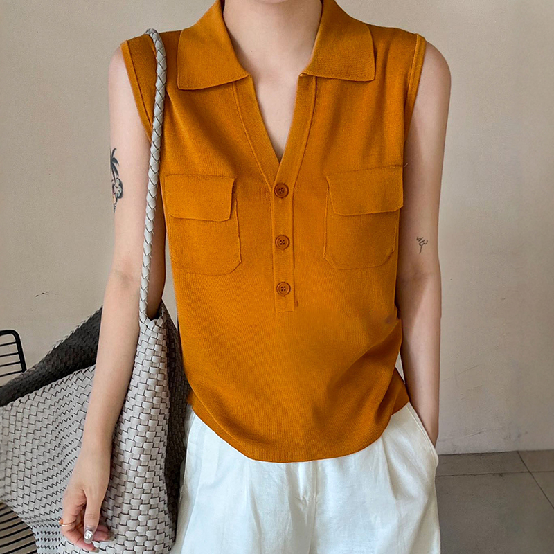 POLO领亚麻冰丝针织衫女欧货打底