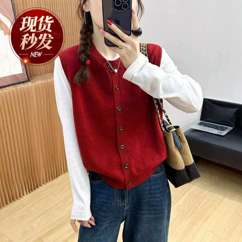 糖果色羊毛针织开衫马甲背心女欧洲站2026春装新款欧货女装上衣潮