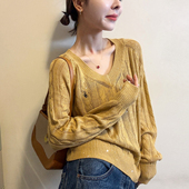 女欧洲站2026春装 新款 欧货女装 重工亮片刺绣羊毛针织衫 打底小衫 潮