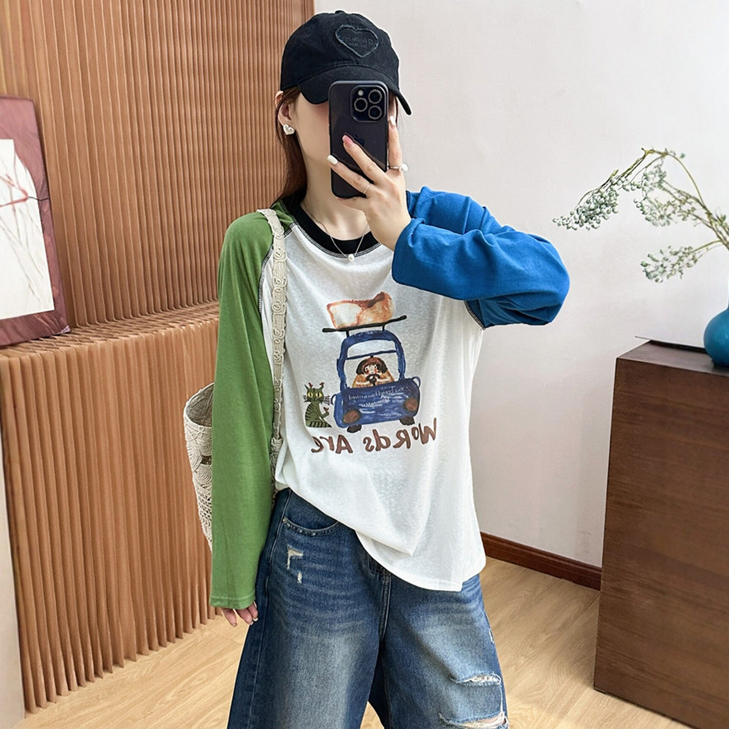 卡通印花插肩袖面膜T恤女欧洲站2026夏季新款欧货女装防晒小衫潮