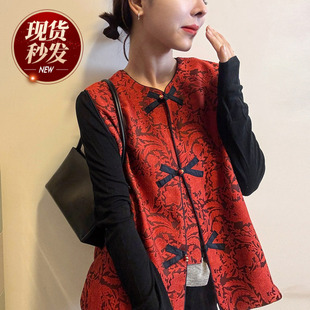 新中式国风盘扣马甲外套女欧洲站2025冬装新款欧货女装无袖上衣潮