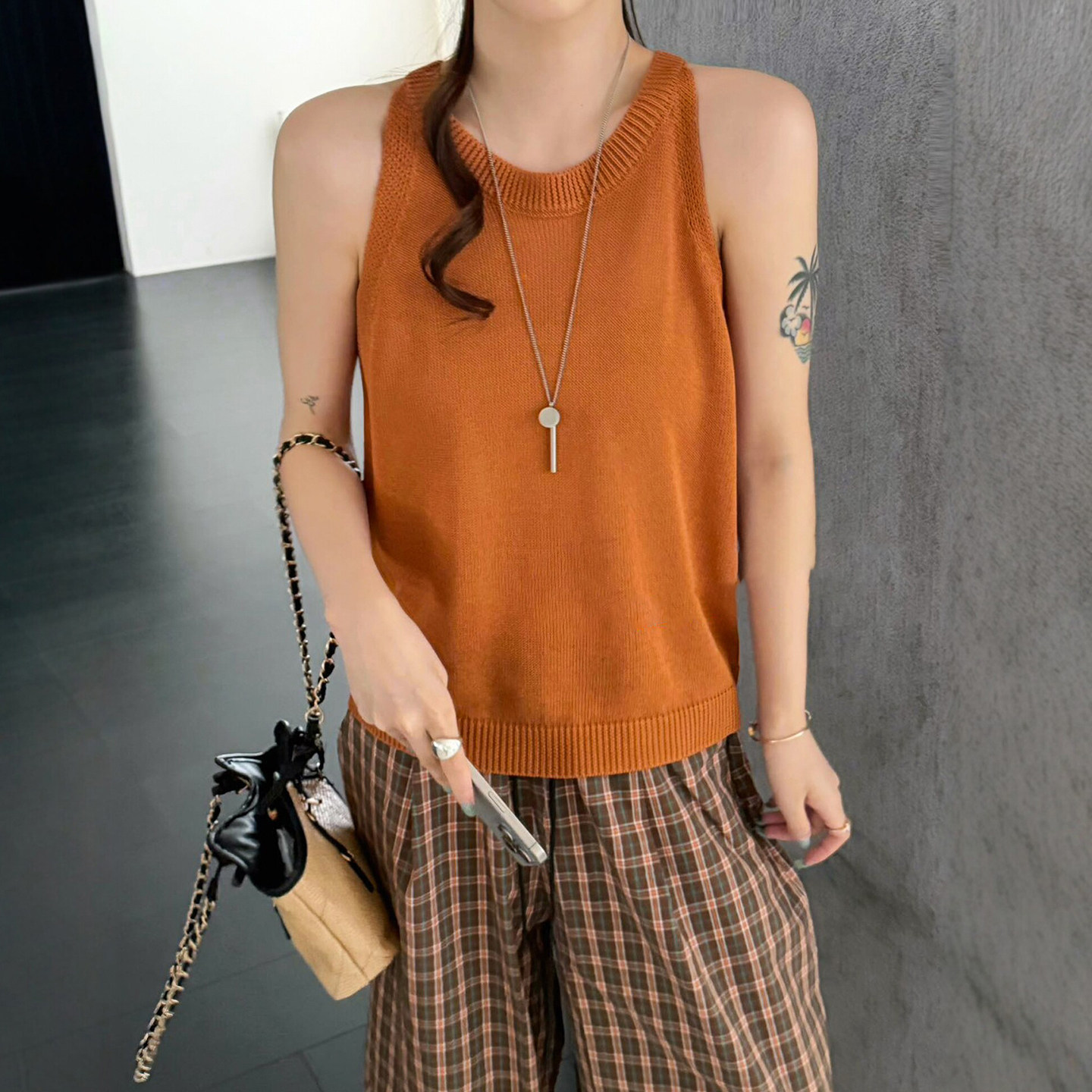 糖果色挂脖冰丝针织吊带背心女欧洲站2026夏季新款欧货女装打底衫