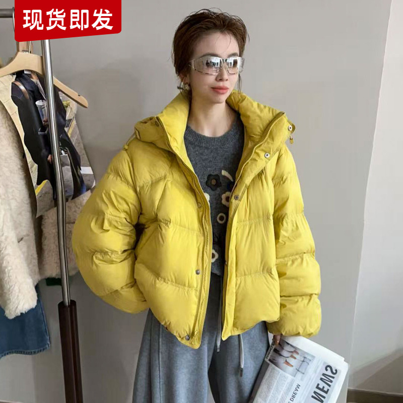 白鸭绒立领面包羽绒服女欧货外套