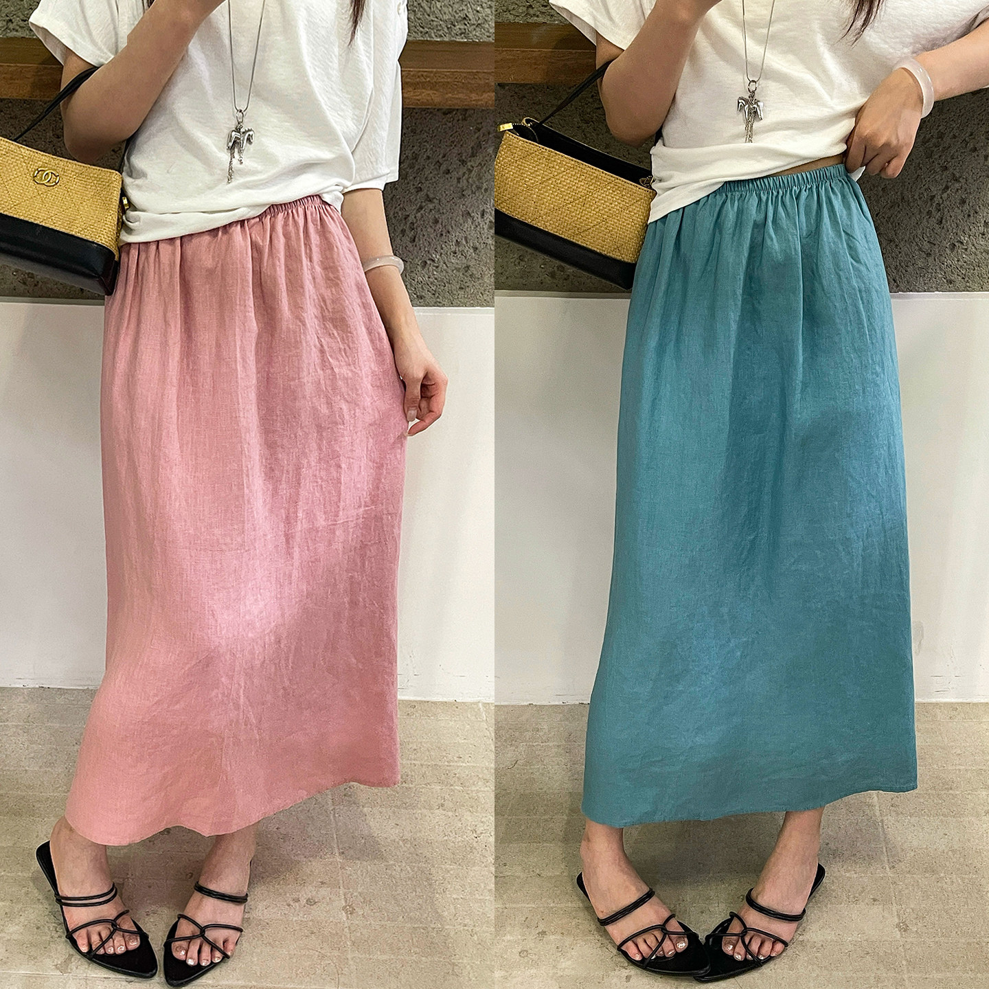 糖果色A字麻料半身裙女欧洲站2026夏季新款欧货女装时尚包臀裙潮