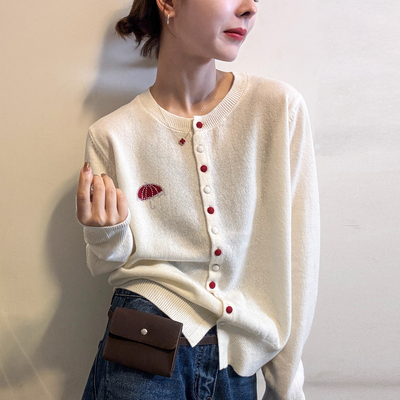 重工亮钻山羊绒针织开衫女欧洲站