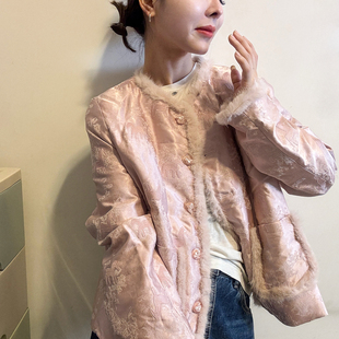 新中式国风刺绣水貂毛羽绒服女欧洲站2025冬装新款欧货女装外套潮