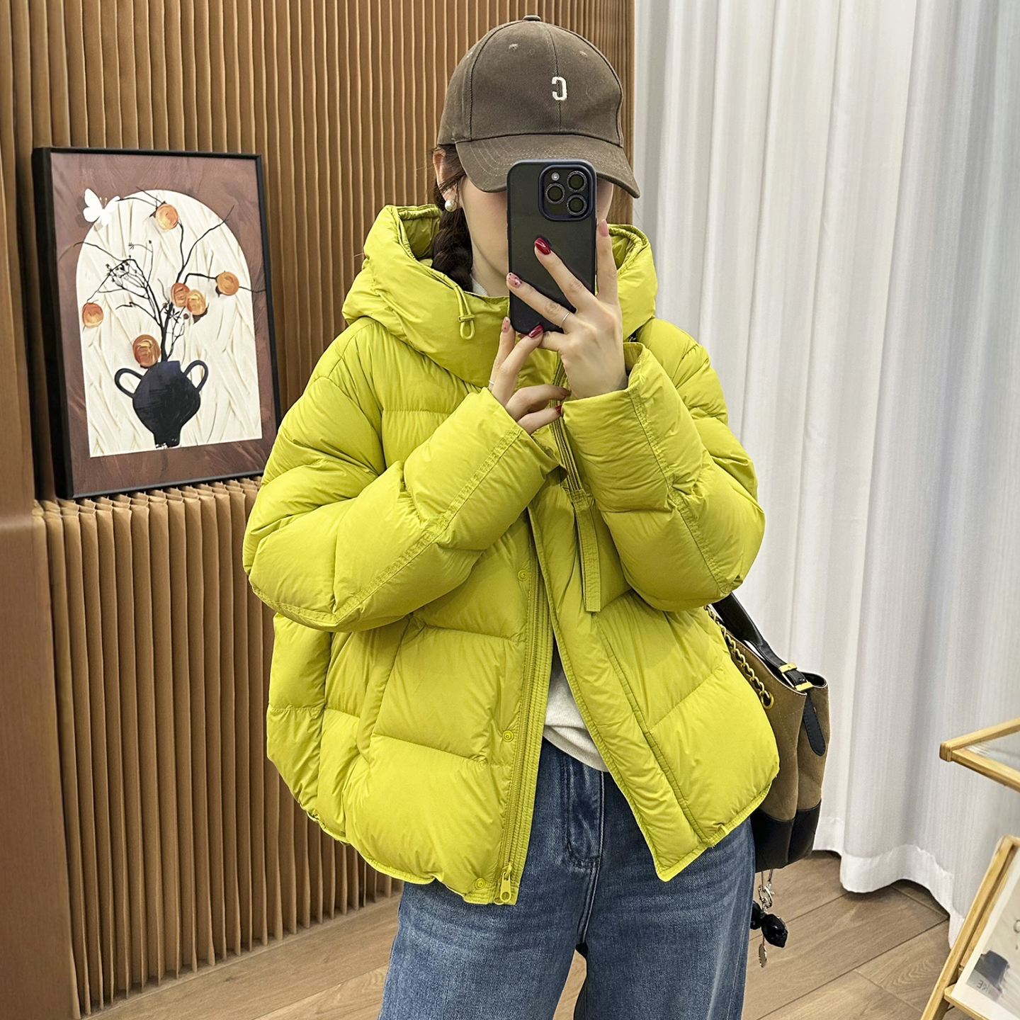 泡芙感连帽面包羽绒服女欧货外套