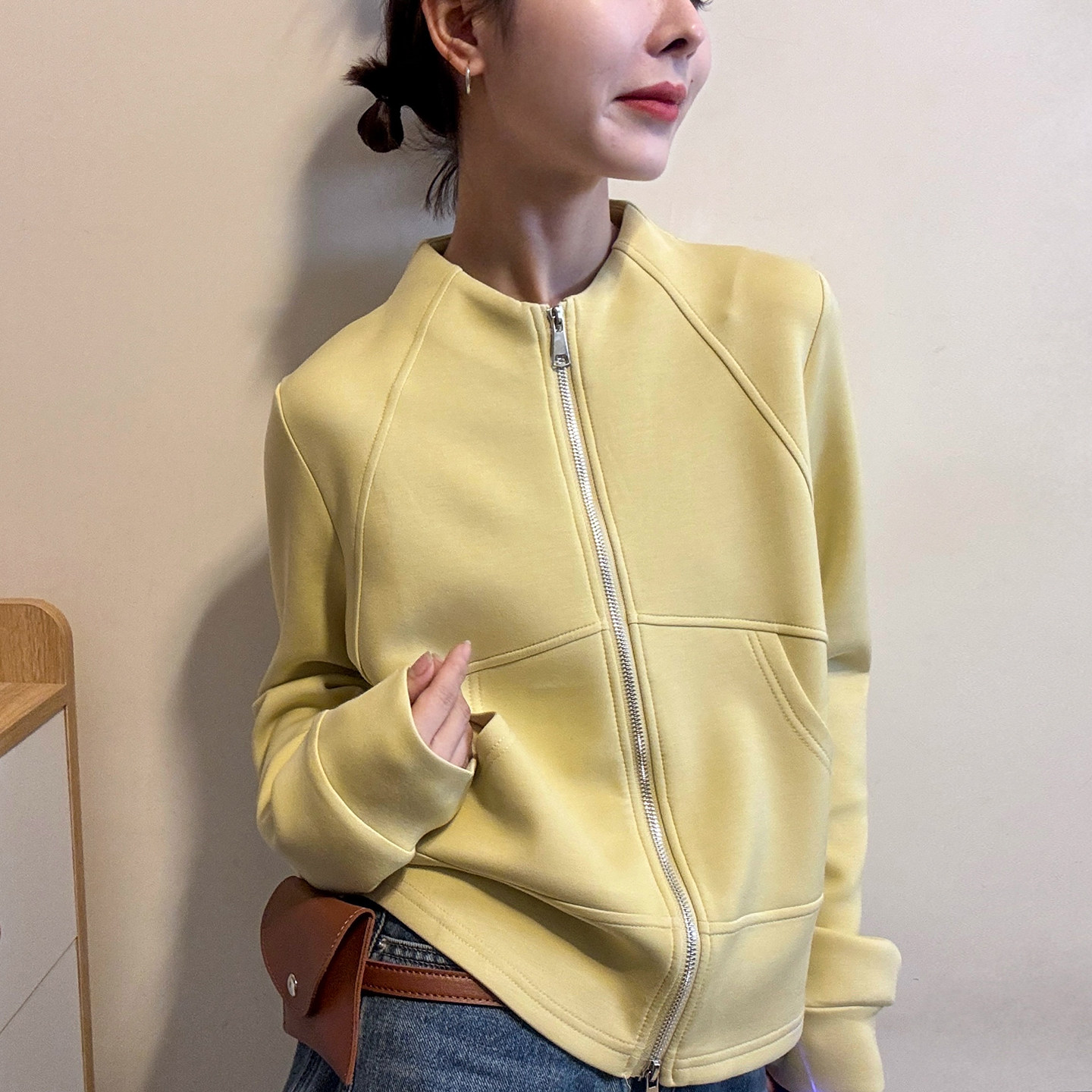 复古立领拉链卫衣开衫女欧洲站2026春装新款欧货女装时尚短外套潮