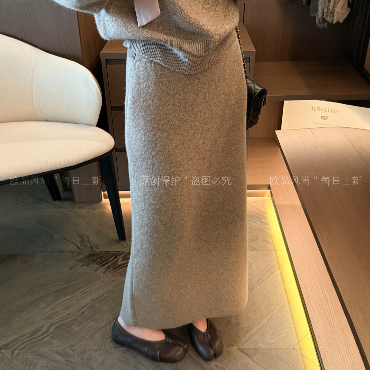 羊毛针织A字包臀半身裙女欧洲站
