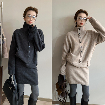 针织衫半身裙两件套套装女欧洲站