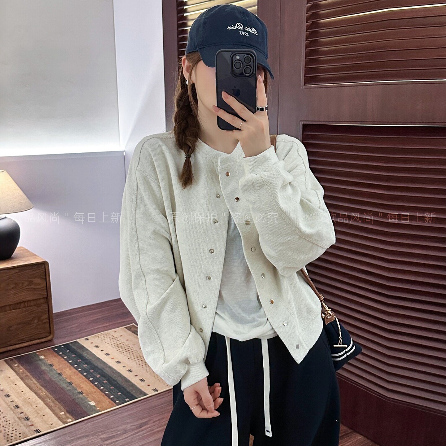 棒球领卫衣开衫短外套女欧货上衣