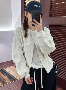 棒球领卫衣开衫短外套女欧货上衣