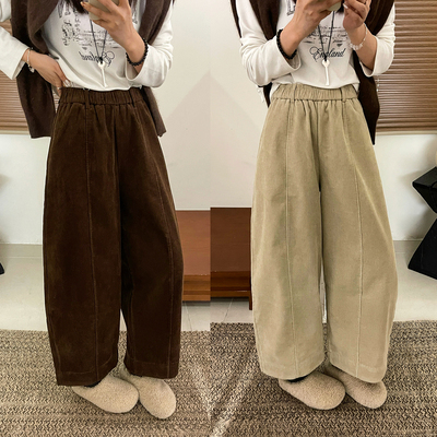 灯芯绒加厚加绒阔腿裤女欧货裤子