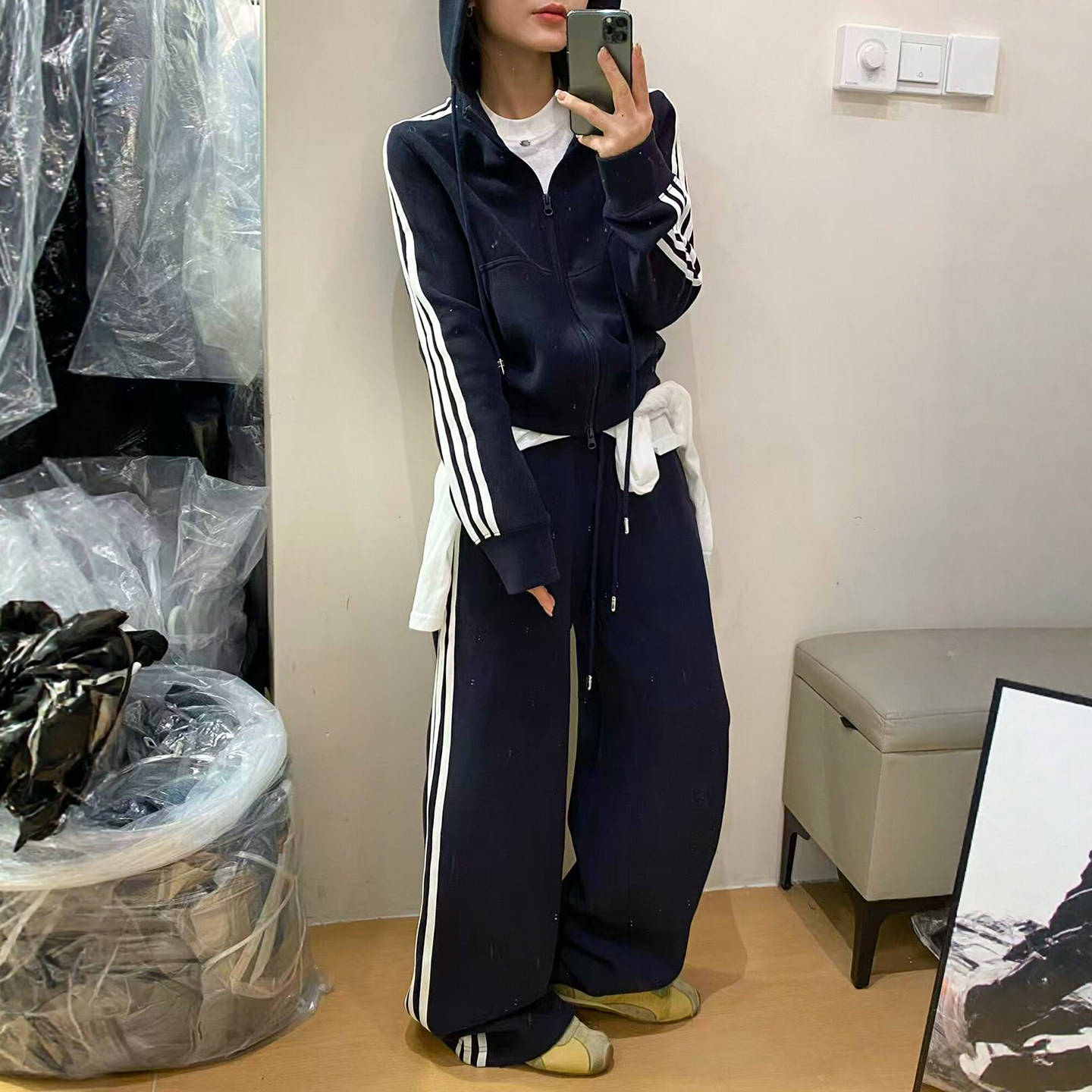 卫衣外套阔腿裤两件套装女欧洲站