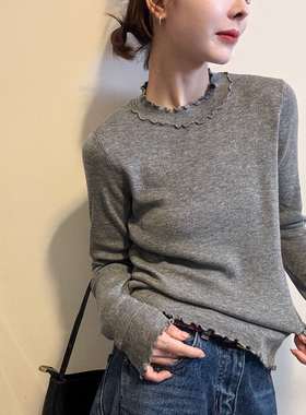 木耳边细羊毛针织衫女欧洲站2025冬装新款欧货女装时尚打底小衫潮