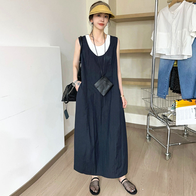 假两件A字背心连衣裙女欧货裙子