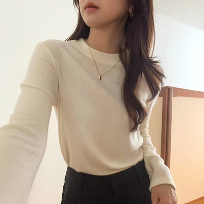 韩国货软糯羊绒打底衫女欧货上衣