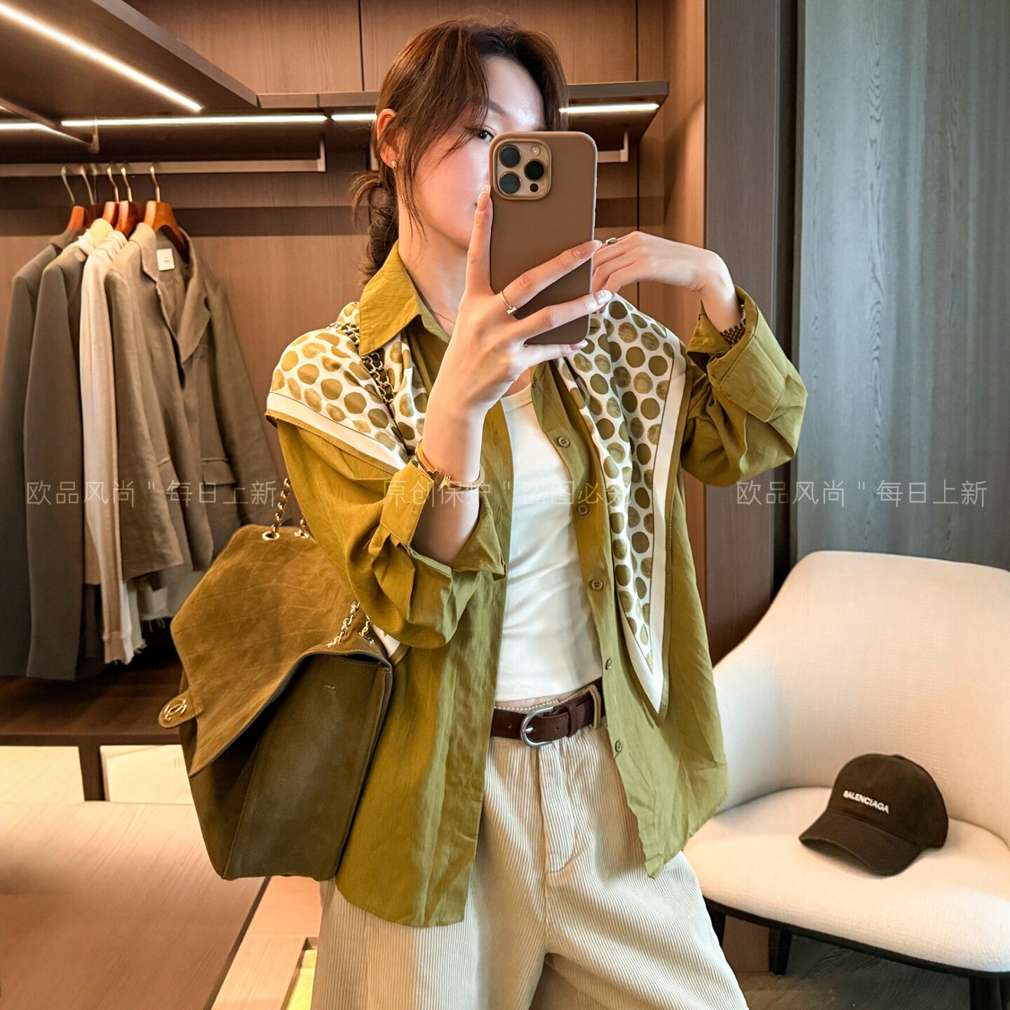 衬衫吊带背心两件套上衣女欧洲站