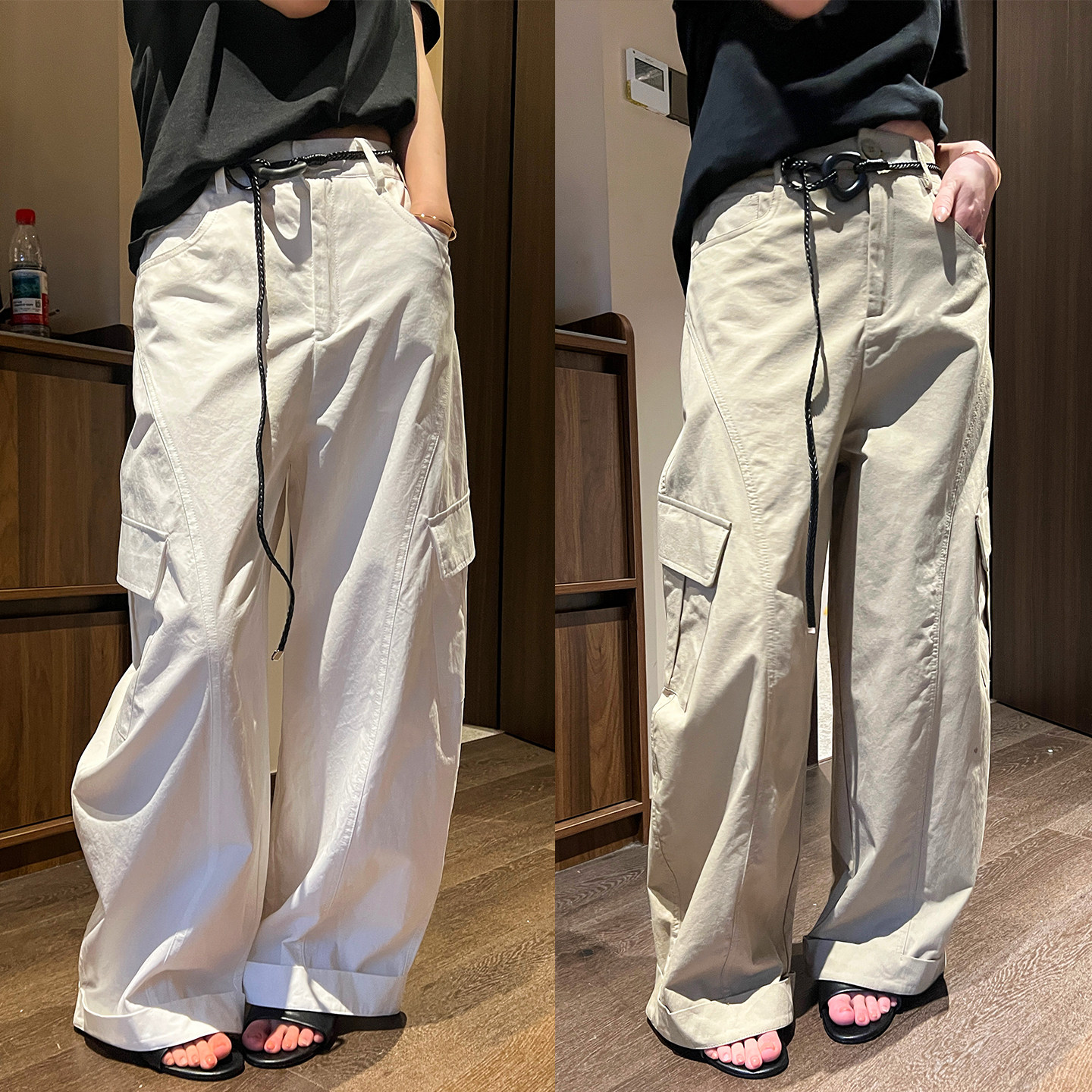 双口袋拖地工装阔腿裤女欧洲站2026春装新款欧货女装时尚休闲裤潮