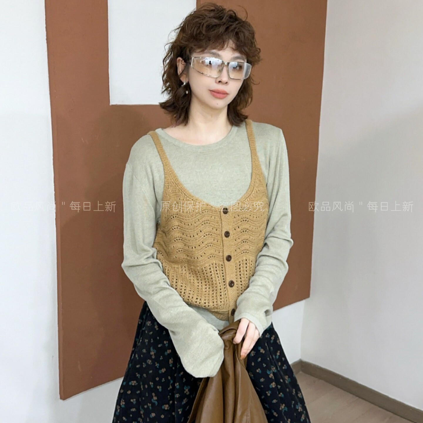针织衫T恤两件套上衣女欧货女装