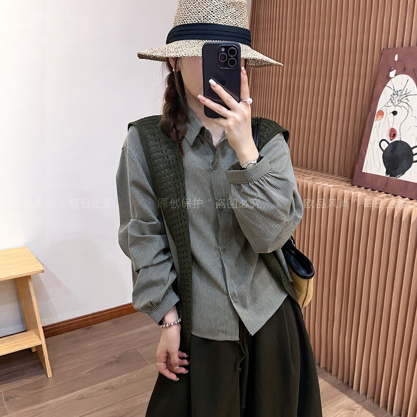 配披肩POLO领竖条纹衬衫女欧洲站