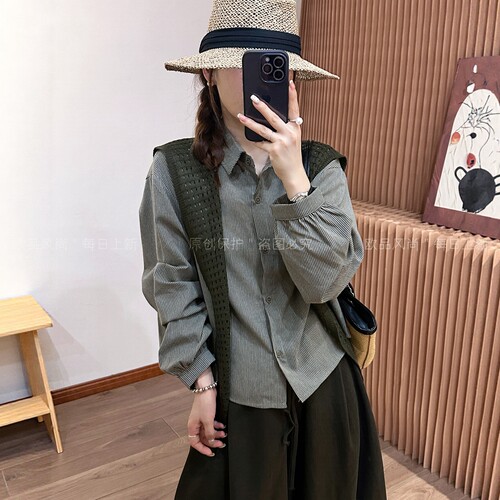 配披肩POLO领竖条纹衬衫女欧洲站
