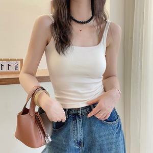 一体式配胸垫吊带背心女欧洲站2024早秋新款欧货女装无袖打底衫潮