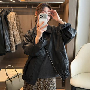 复古翻领PU蛋白皮羽绒服女欧洲站2025冬装新款欧货女装短款外套潮