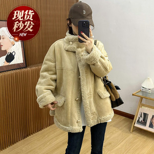 羊羔毛皮毛一体短外套女欧洲站2025冬装新款欧货女装小个子上衣潮