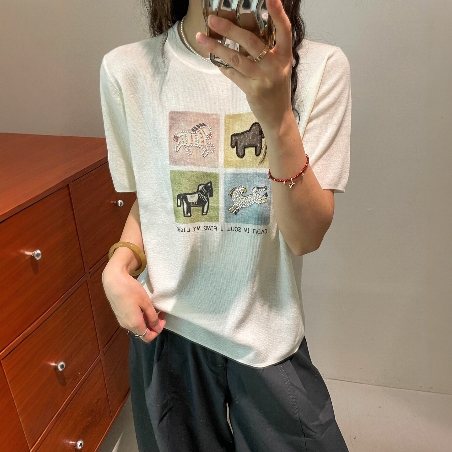 小马烫钻细羊毛针织衫女欧洲站潮