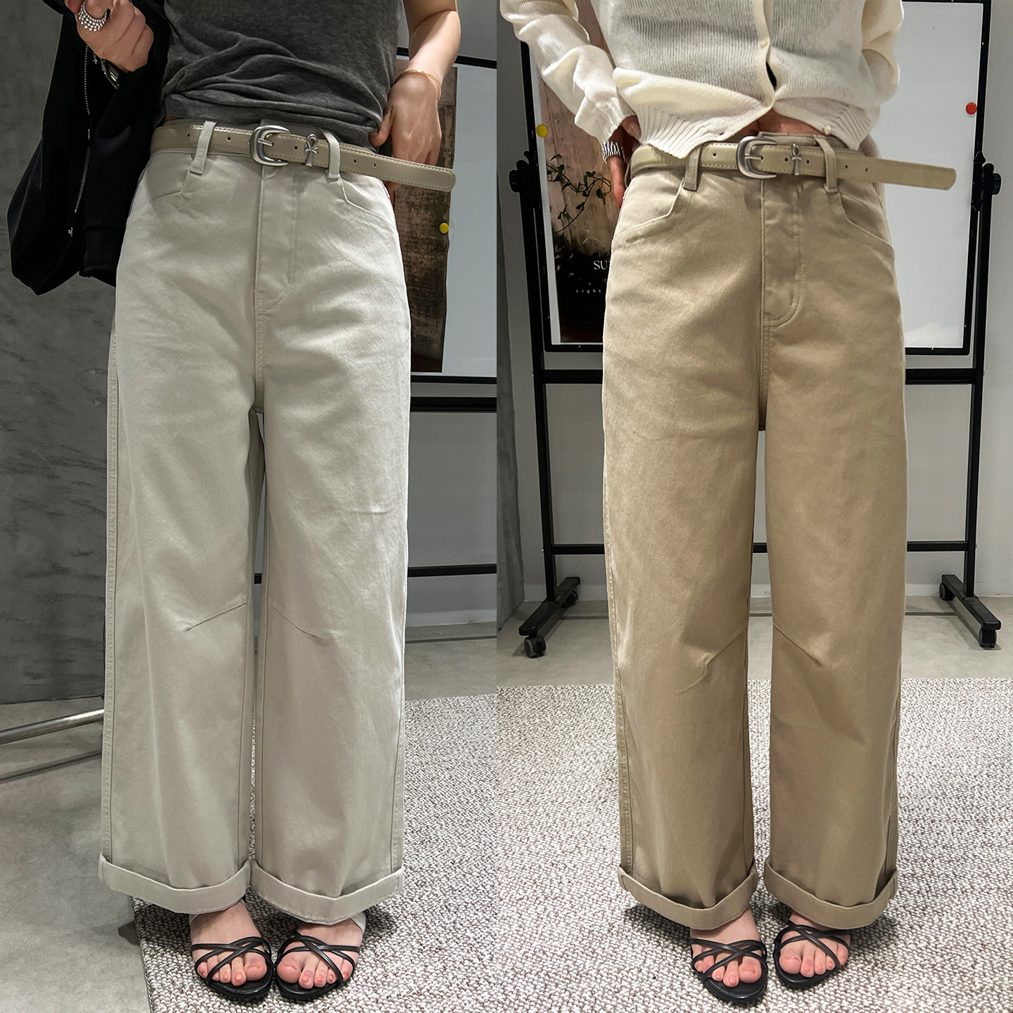 复古卷边直筒牛仔裤女欧洲站2026春装新款欧货女装时尚洋气裤子潮