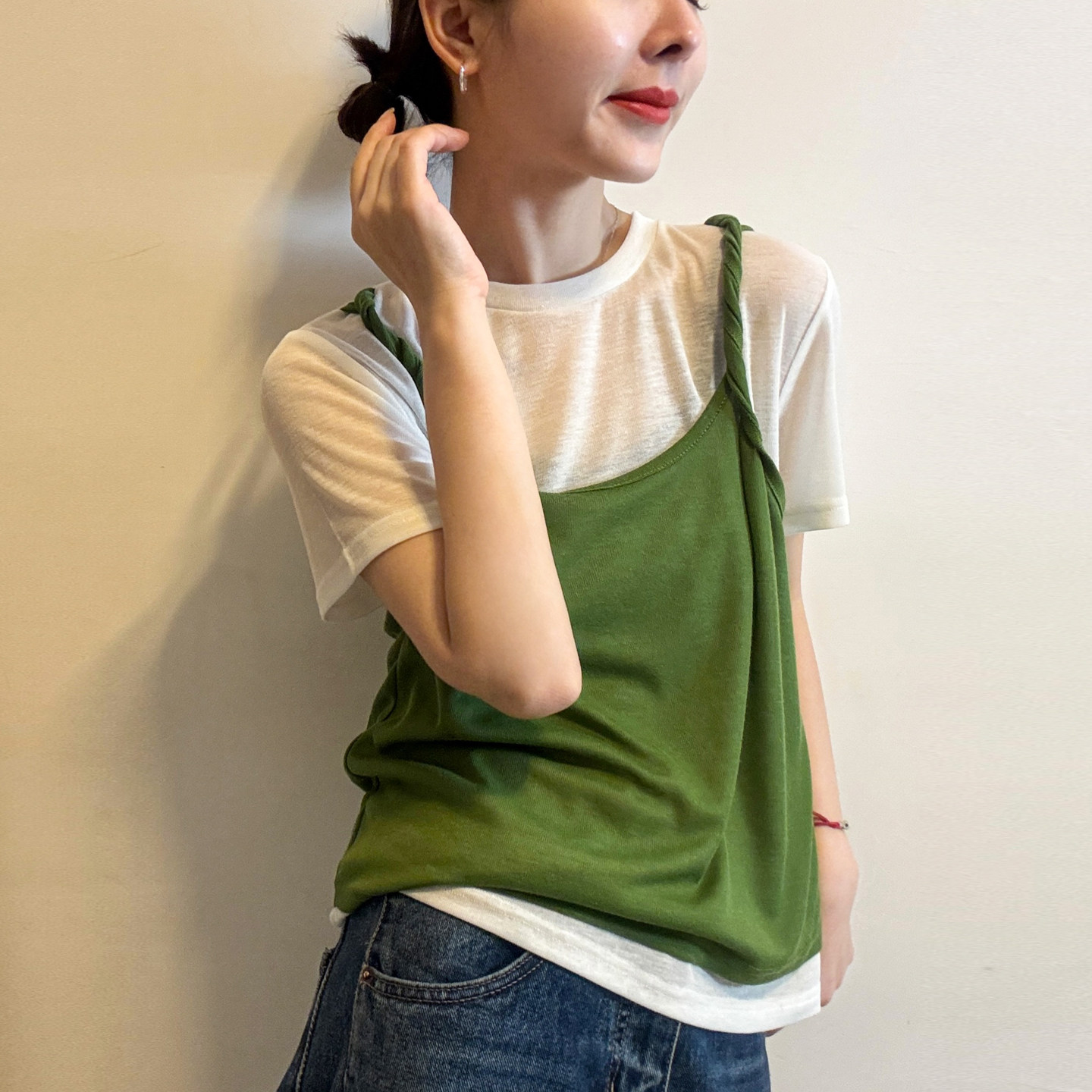 假两件吊带面膜短袖T恤女欧洲站2026夏季新款欧货女装打底小衫潮