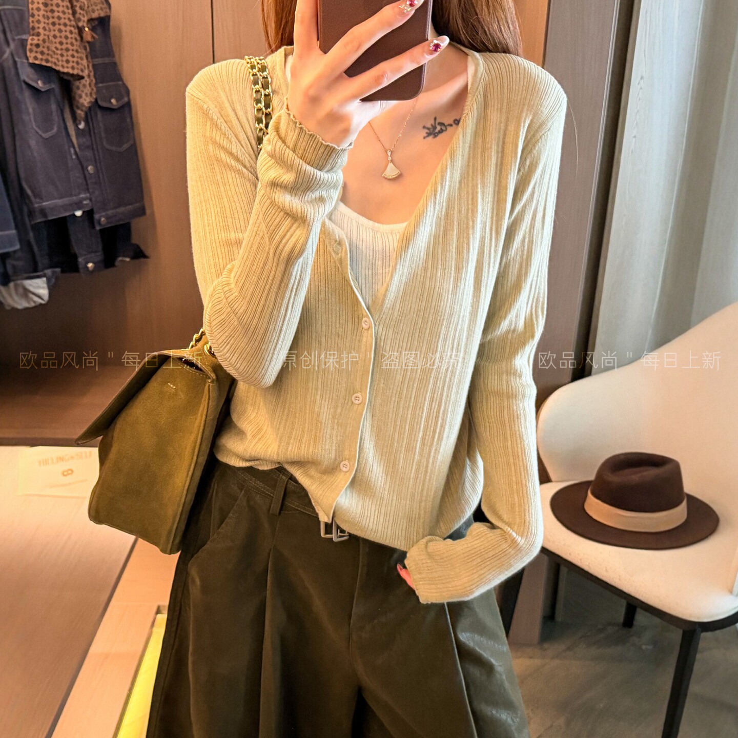 冰丝针织开衫两件套上衣女欧洲站