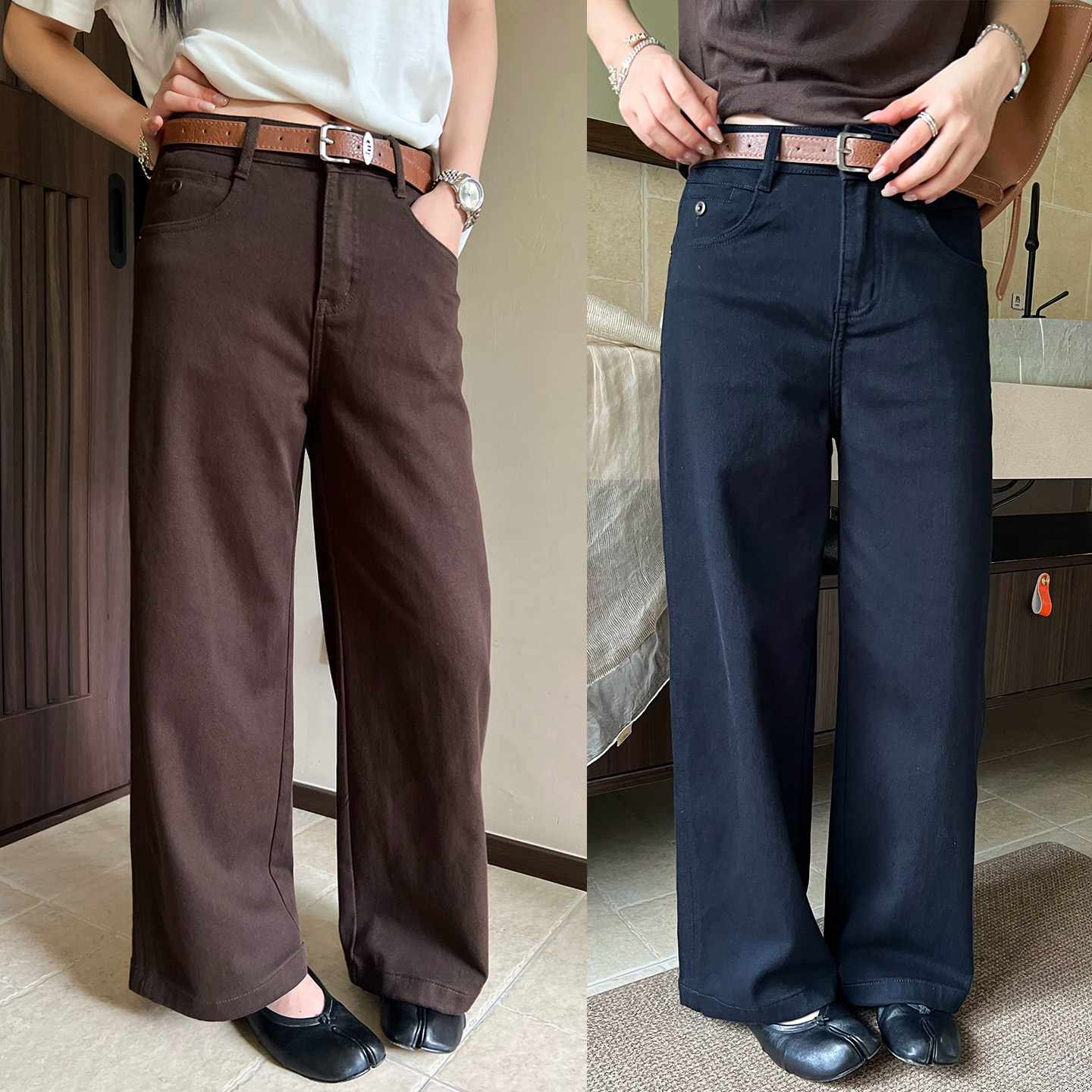 复古直筒九分西装阔腿裤女欧洲站