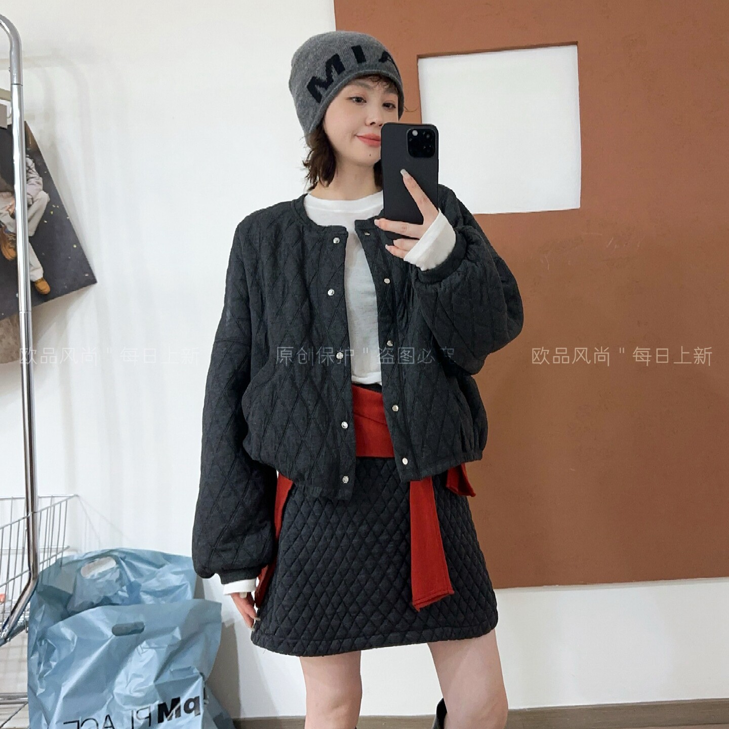 复古压格加棉短外套女欧洲站棉服