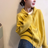 复古连帽山羊绒针织开衫 毛衣外套潮 欧货女装 女欧洲站2025冬装 新款