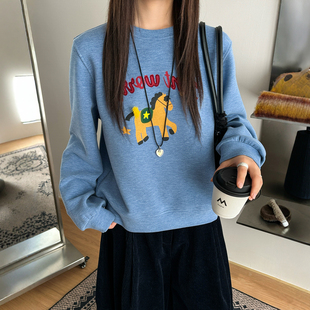 打底衫 小马刺绣加厚加绒卫衣女欧洲站2025冬装 时尚 欧货女装 潮 新款