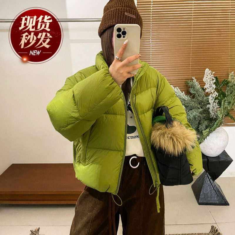 白鸭绒立领面包羽绒服女欧洲站2025冬装新款欧货女装小个子上衣潮