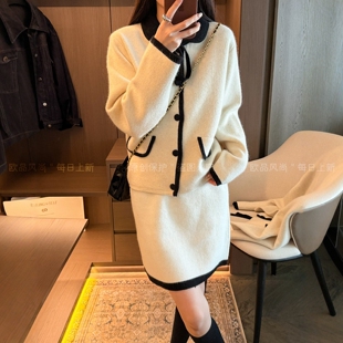 小香风羊毛针织开衫半身裙两件套装女欧洲站2026秋季新款欧货女装